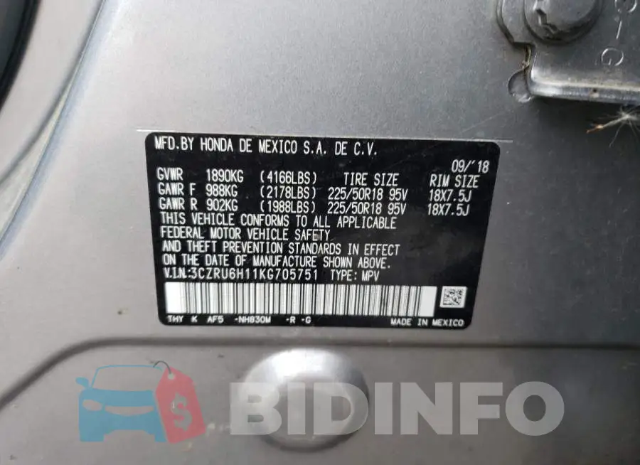 3CZRU6H11KG705751 Photo# 12