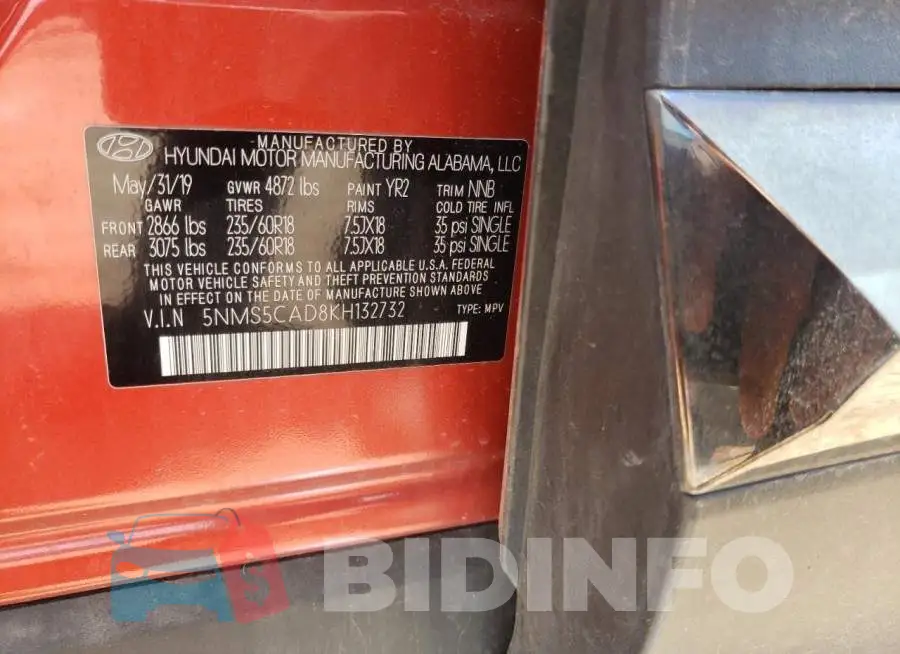 5NMS5CAD8KH132732 Photo# 10