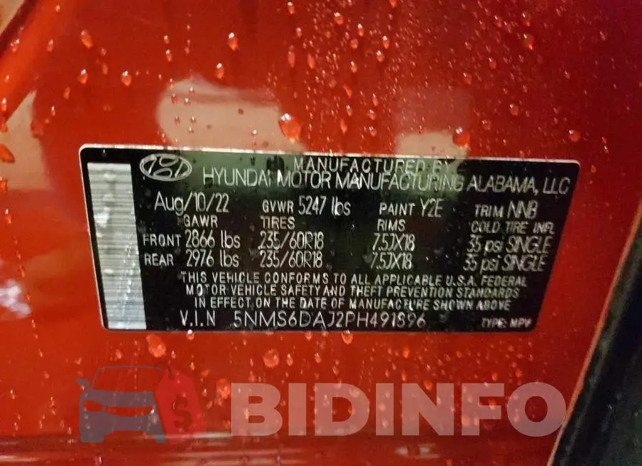 5NMS6DAJ2PH491896 Photo# 14