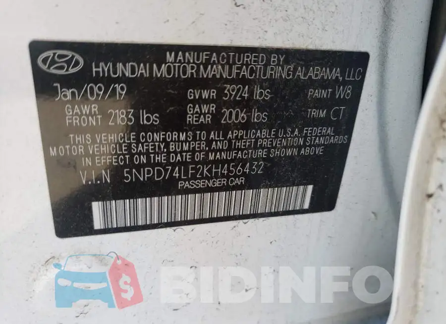 5NPD74LF2KH456432 Photo# 12