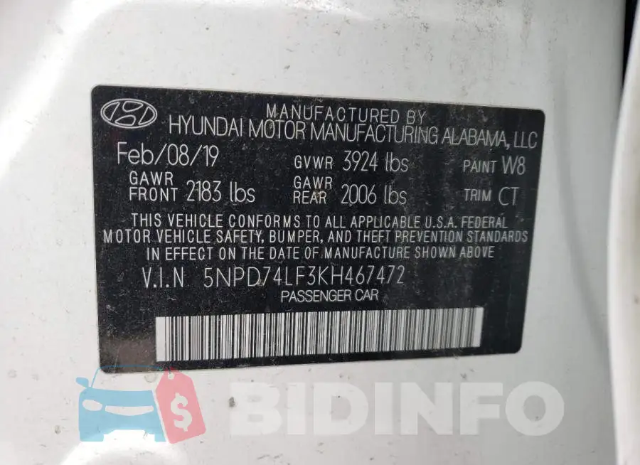 5NPD74LF3KH467472 Photo# 12