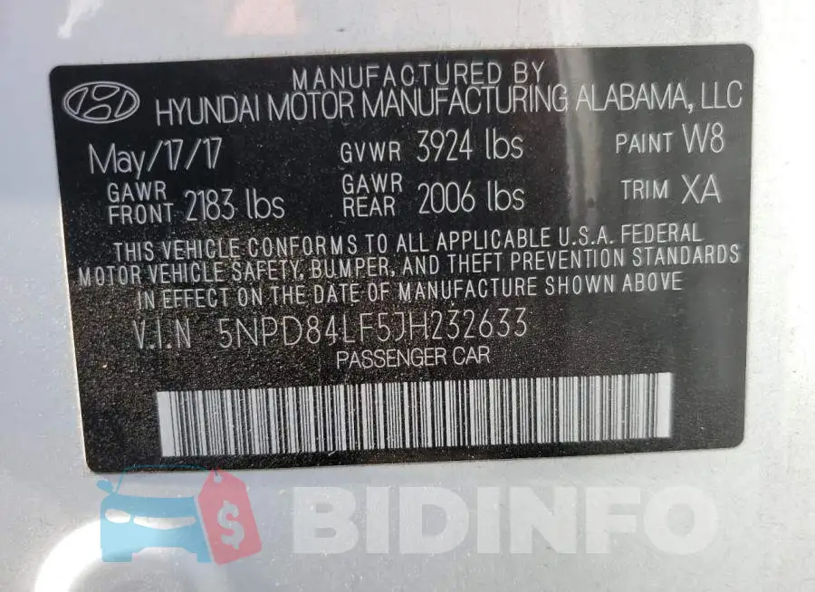 5NPD84LF5JH232633 Photo# 13