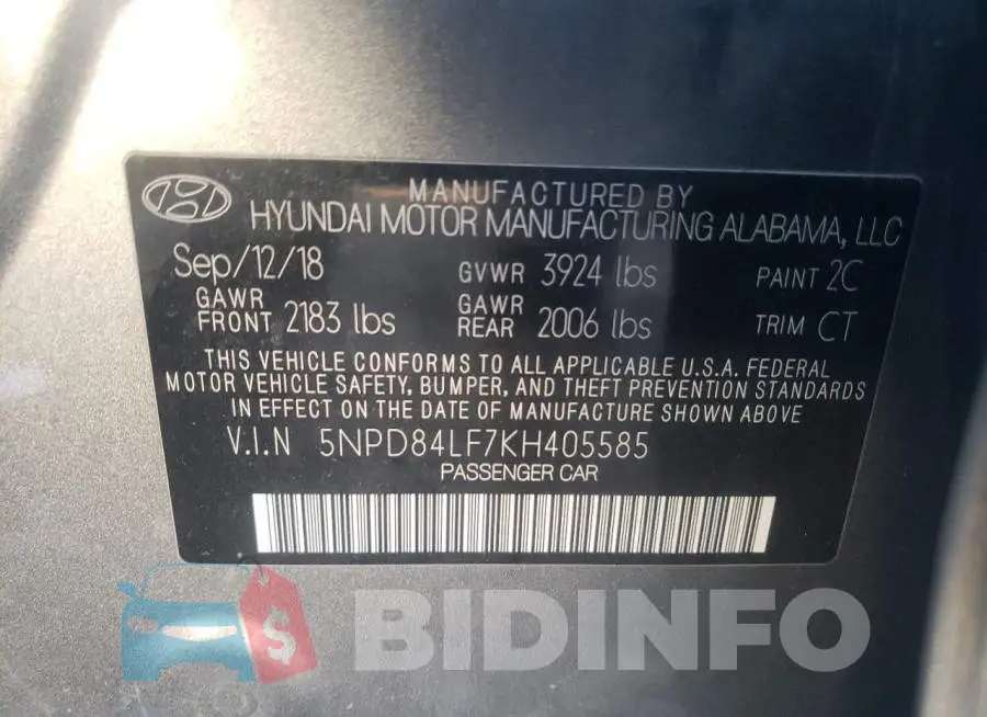 5NPD84LF7KH405585 Photo# 12