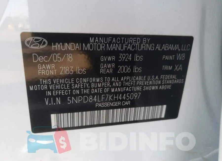 5NPD84LF7KH445097 Photo# 12