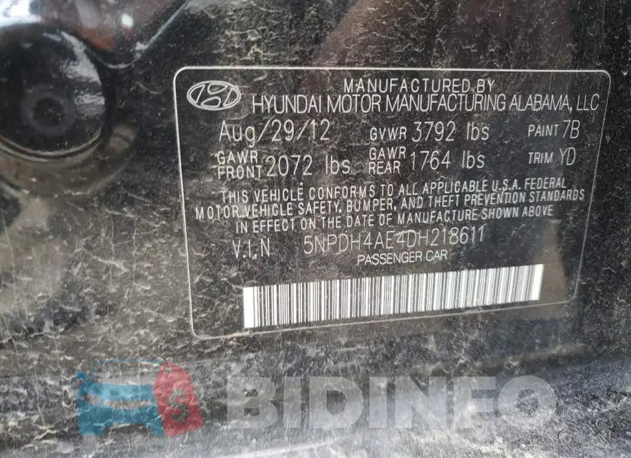 5NPDH4AE4DH218611 Photo# 12