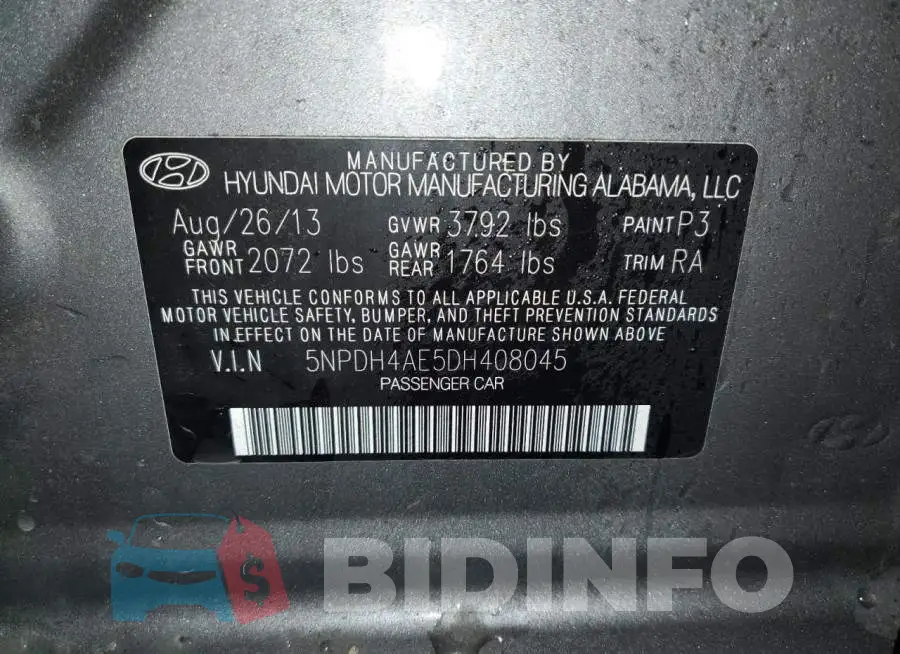 5NPDH4AE5DH408045 Photo# 12