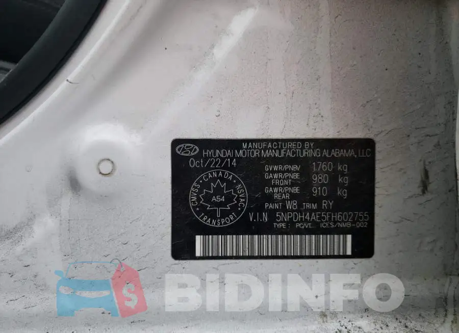 5NPDH4AE5FH602755 Photo# 12