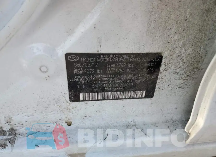5NPDH4AE9DH221049 Photo# 12