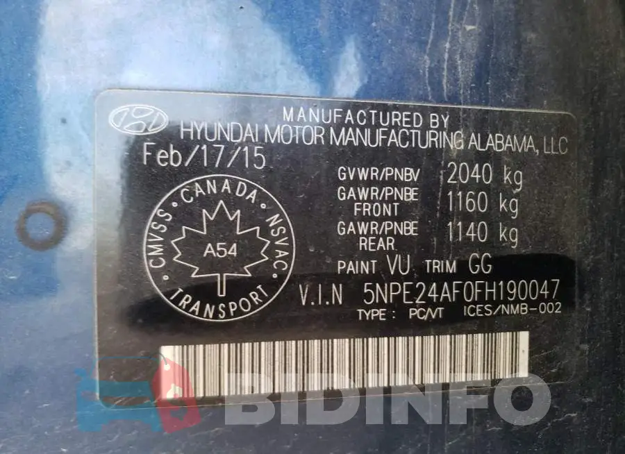 5NPE24AF0FH190047 Photo# 10