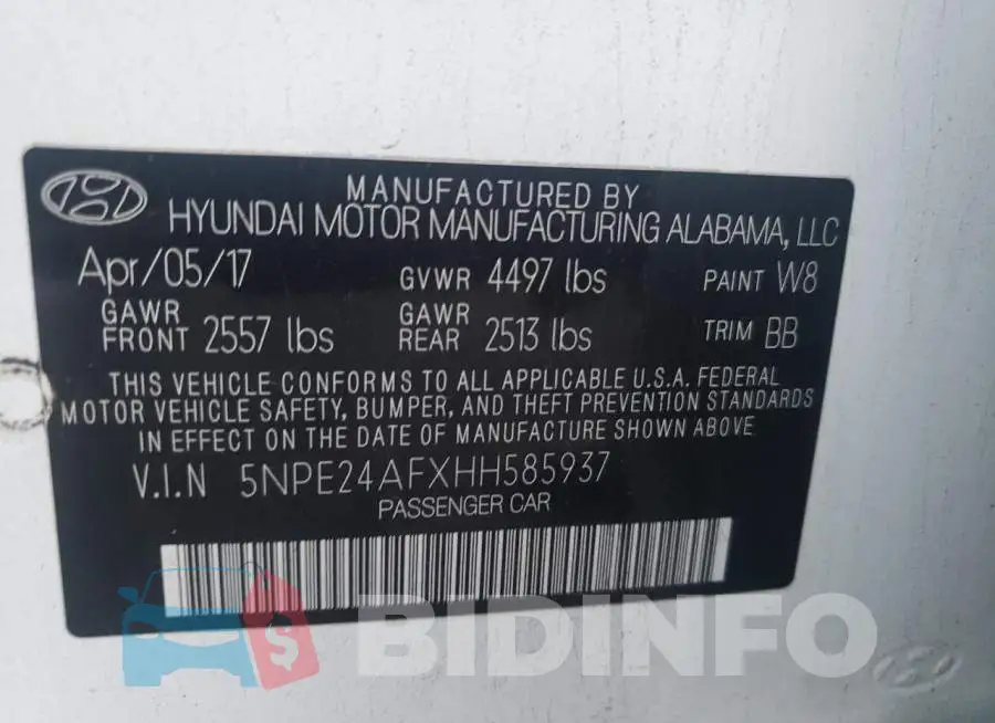 5NPE24AFXHH585937 Photo# 10