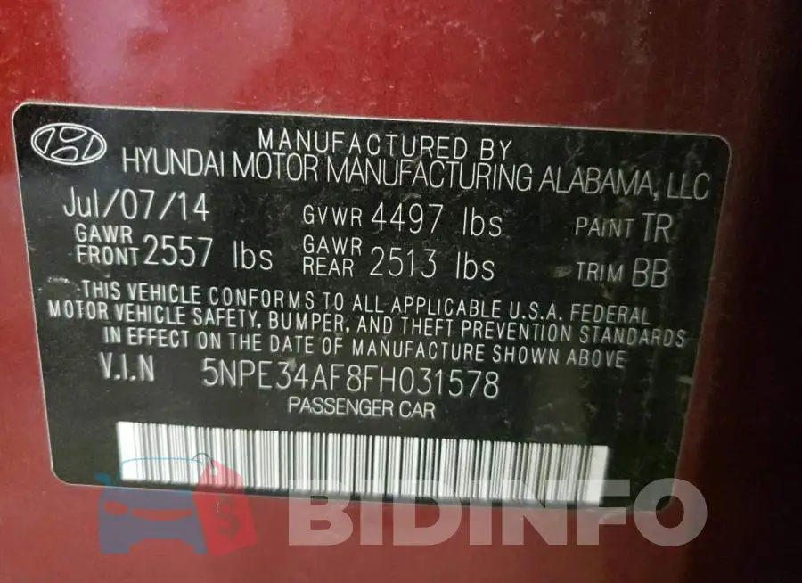 5NPE34AF8FH031578 Photo# 10