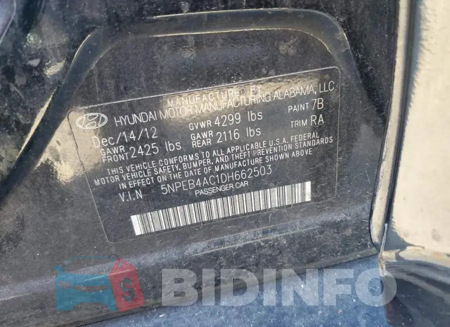 5NPEB4AC1DH662503 Photo# 12
