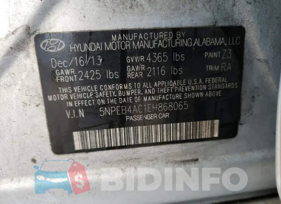 5NPEB4AC1EH868065 Photo# 12
