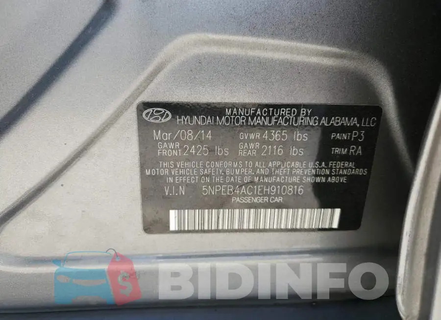 5NPEB4AC1EH910816 Photo# 10