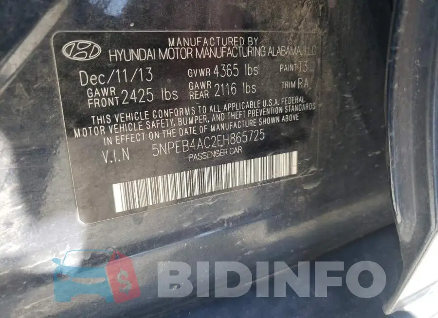 5NPEB4AC2EH865725 Photo# 10