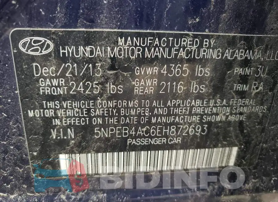 5NPEB4AC6EH872693 Photo# 10
