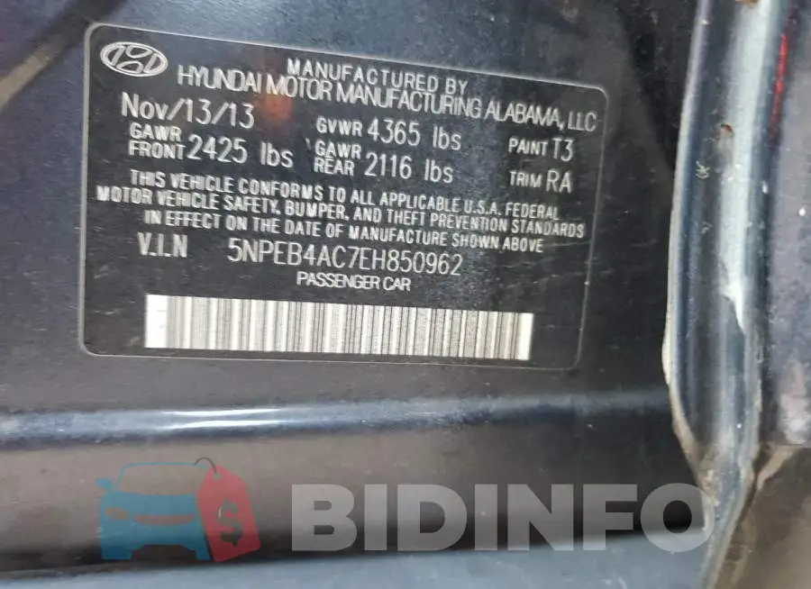 5NPEB4AC7EH850962 Photo# 12