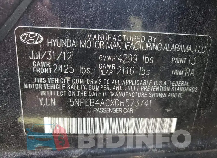5NPEB4ACXDH573741 Photo# 10