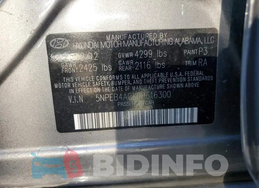 5NPEB4ACXDH616300 Photo# 12