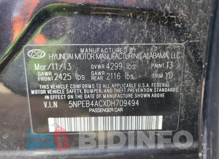 5NPEB4ACXDH709494 Photo# 10