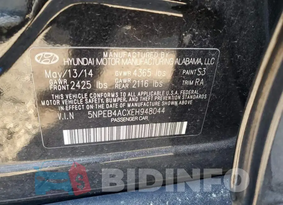5NPEB4ACXEH948044 Photo# 12
