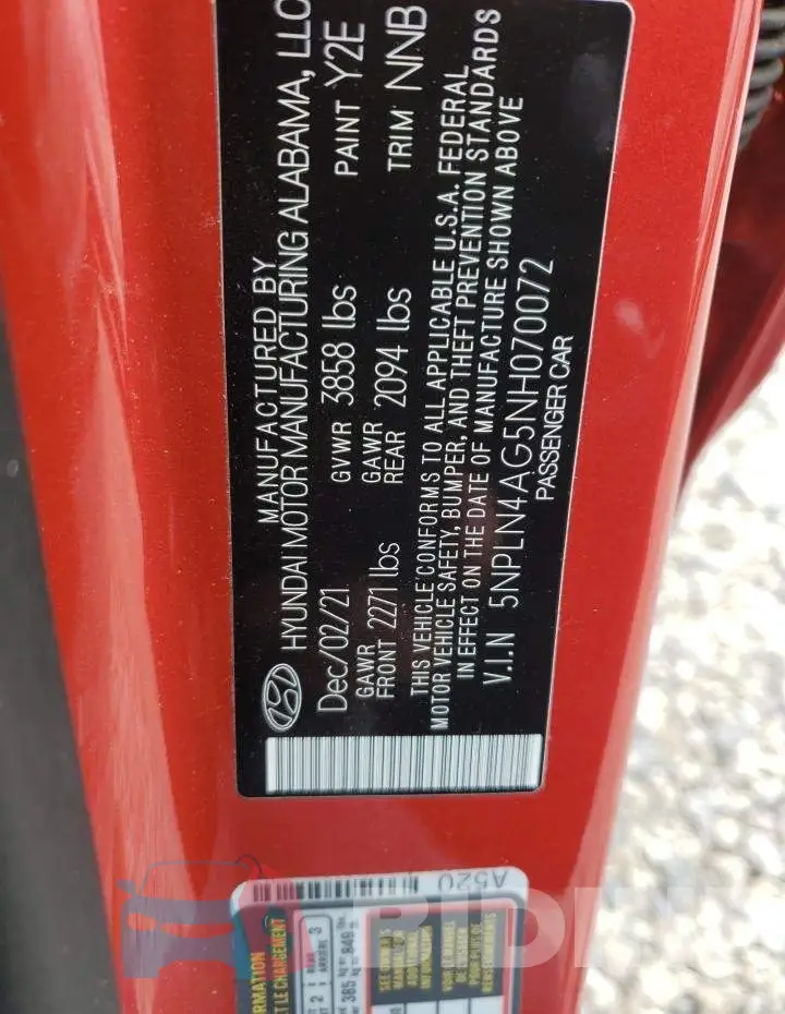 5NPLN4AG5NH070072 Photo# 12