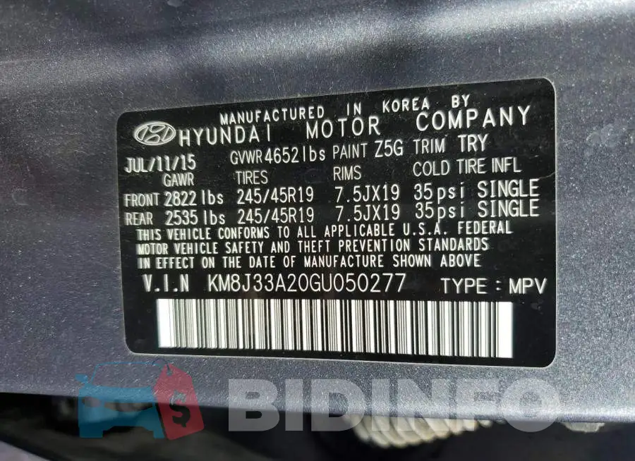 KM8J33A20GU50277 Photo# 10