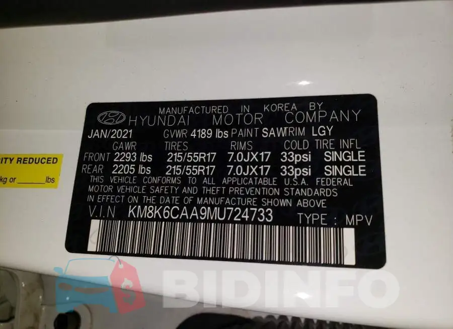 KM8K6CAA9MU724733 Photo# 10
