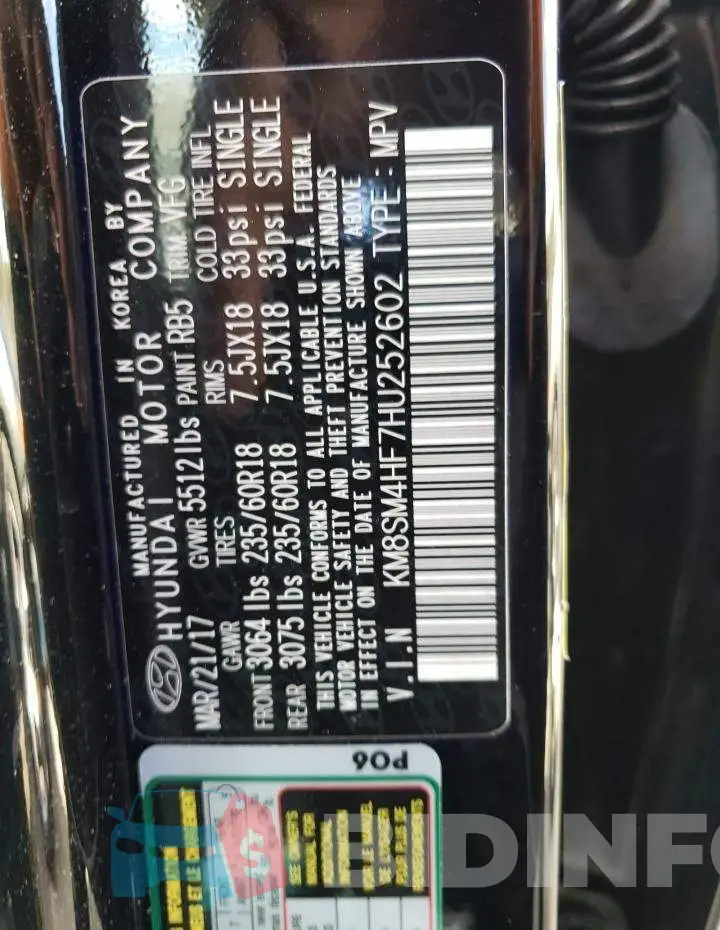 KM8SM4HF7HU252602 Photo# 10