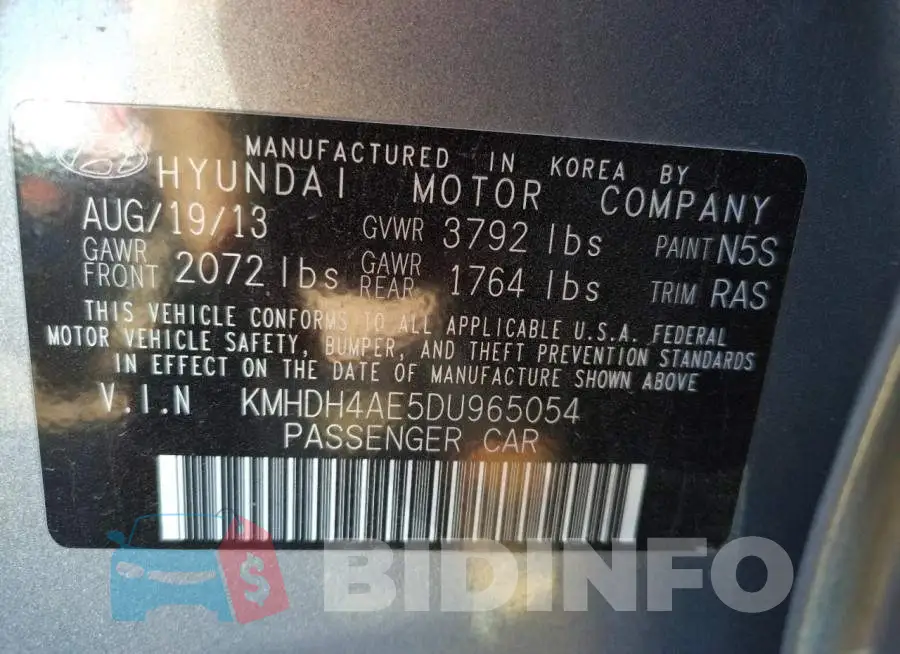 KMHDH4AE5DU965054 Photo# 12