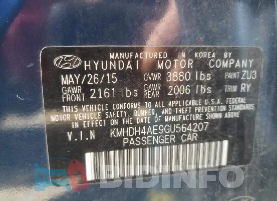 KMHDH4AE9GU564207 Photo# 10