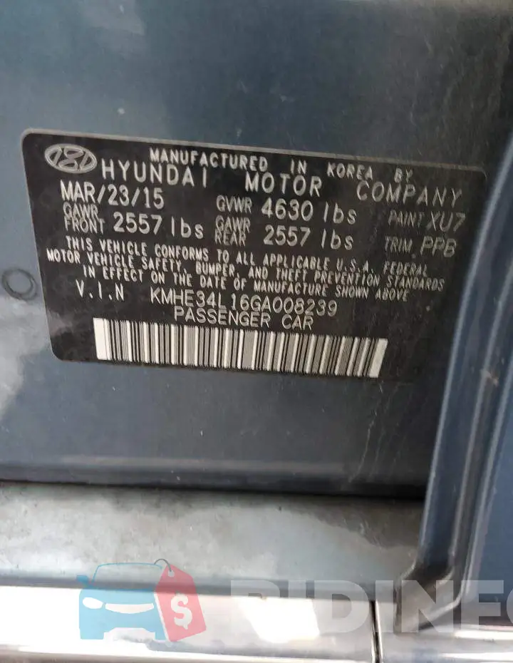 KMHE34L16GA008239 Photo# 12
