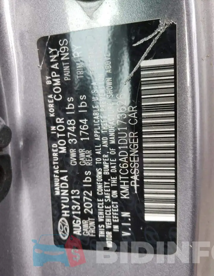 KMHTC6AD1DU173626 Photo# 12