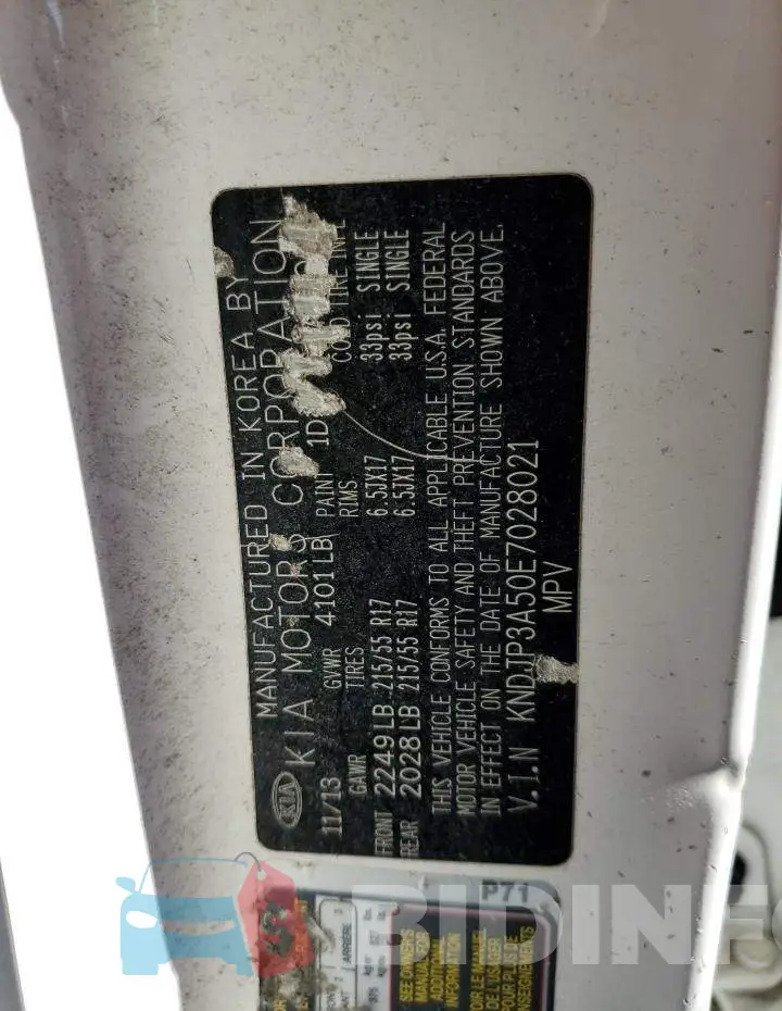 KNDJP3A50E7028021 Photo# 13