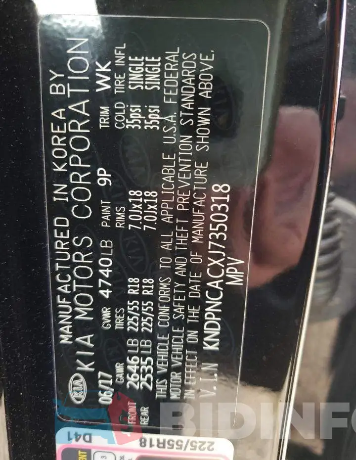 KNDPNCACXJ7350318 Photo# 10