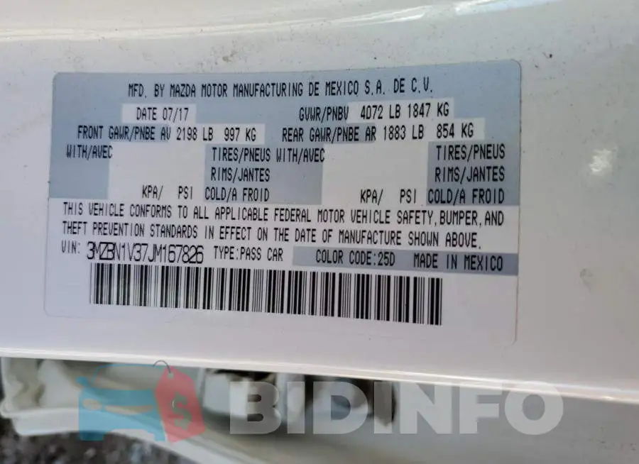 3MZBN1V37JM167826 Photo# 10