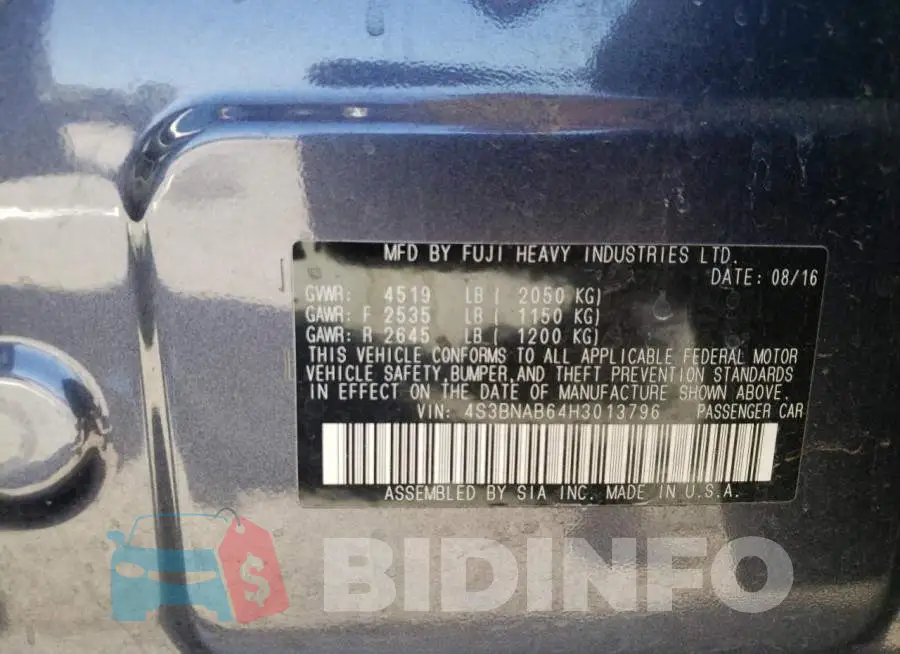 4S3BNAB64H3013796 Photo# 10
