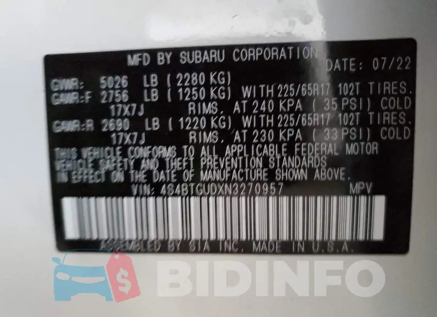 4S4BTGUDXN3270957 Photo# 10