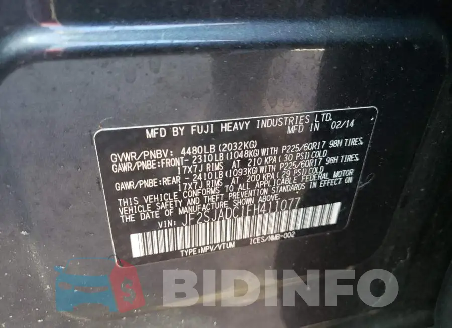 JF2SJADC1FH411077 Photo# 10