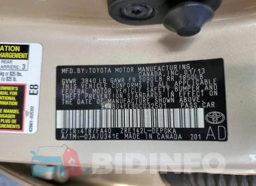 2T1BU4EE9DC032501 Photo# 12