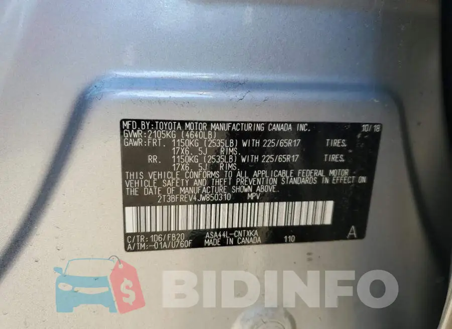 2T3BFREV4JW850310 Photo# 14
