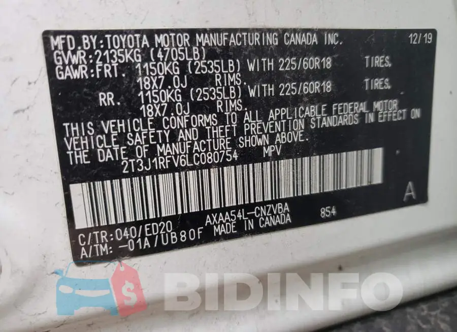 2T3J1RFV6LC080754 Photo# 10