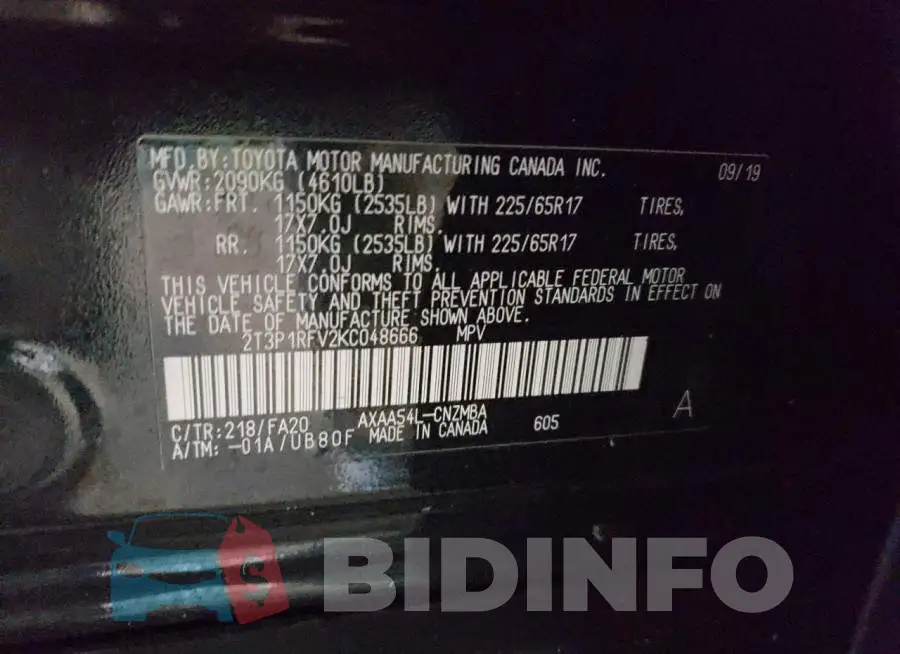 2T3P1RFV2KC048666 Photo# 10