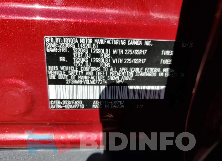 2T3RWRFVXLW077214 Photo# 12
