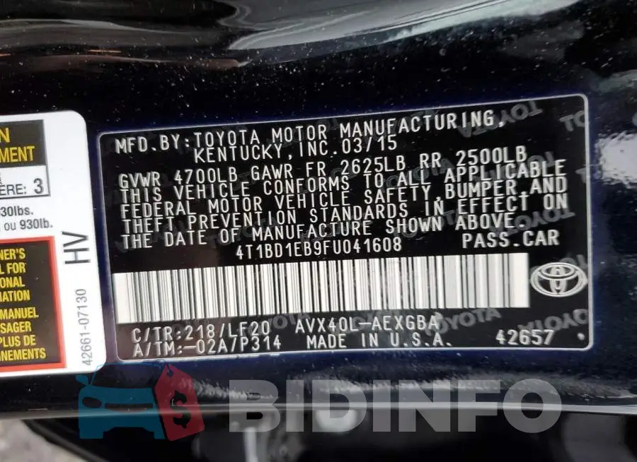 4T1BD1EB9FU041608 Photo# 12