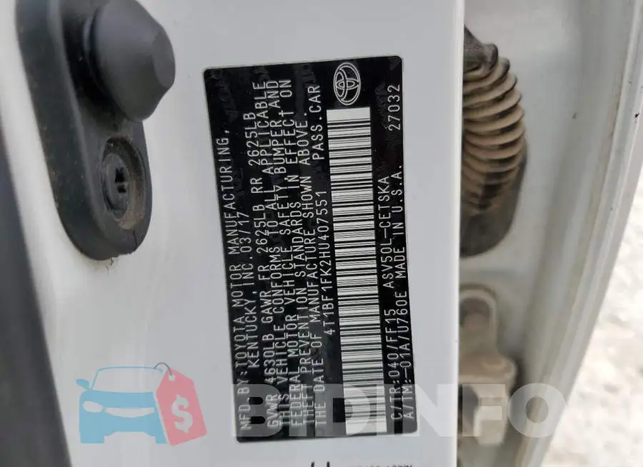 4T1BF1FK2HU407551 Photo# 10