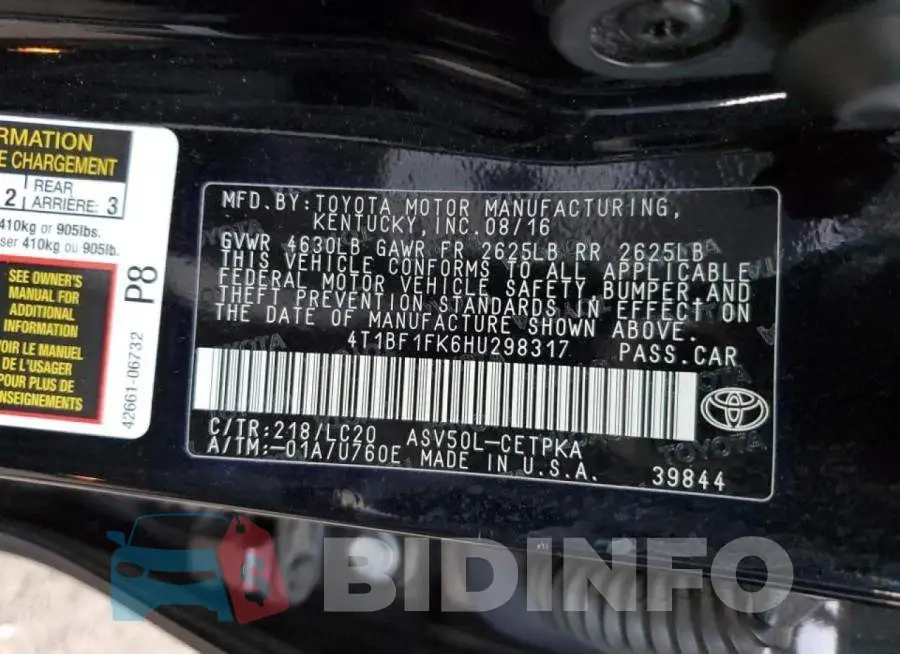 4T1BF1FK6HU298317 Photo# 10