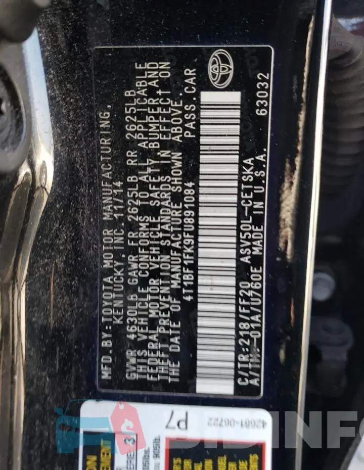 4T1BF1FK9FU891084 Photo# 12