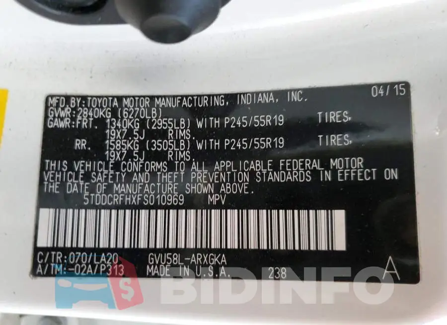 5TDDCRFHXFS010969 Photo# 10