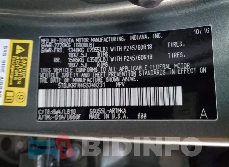 5TDJKRFH4GS348231 Photo# 13